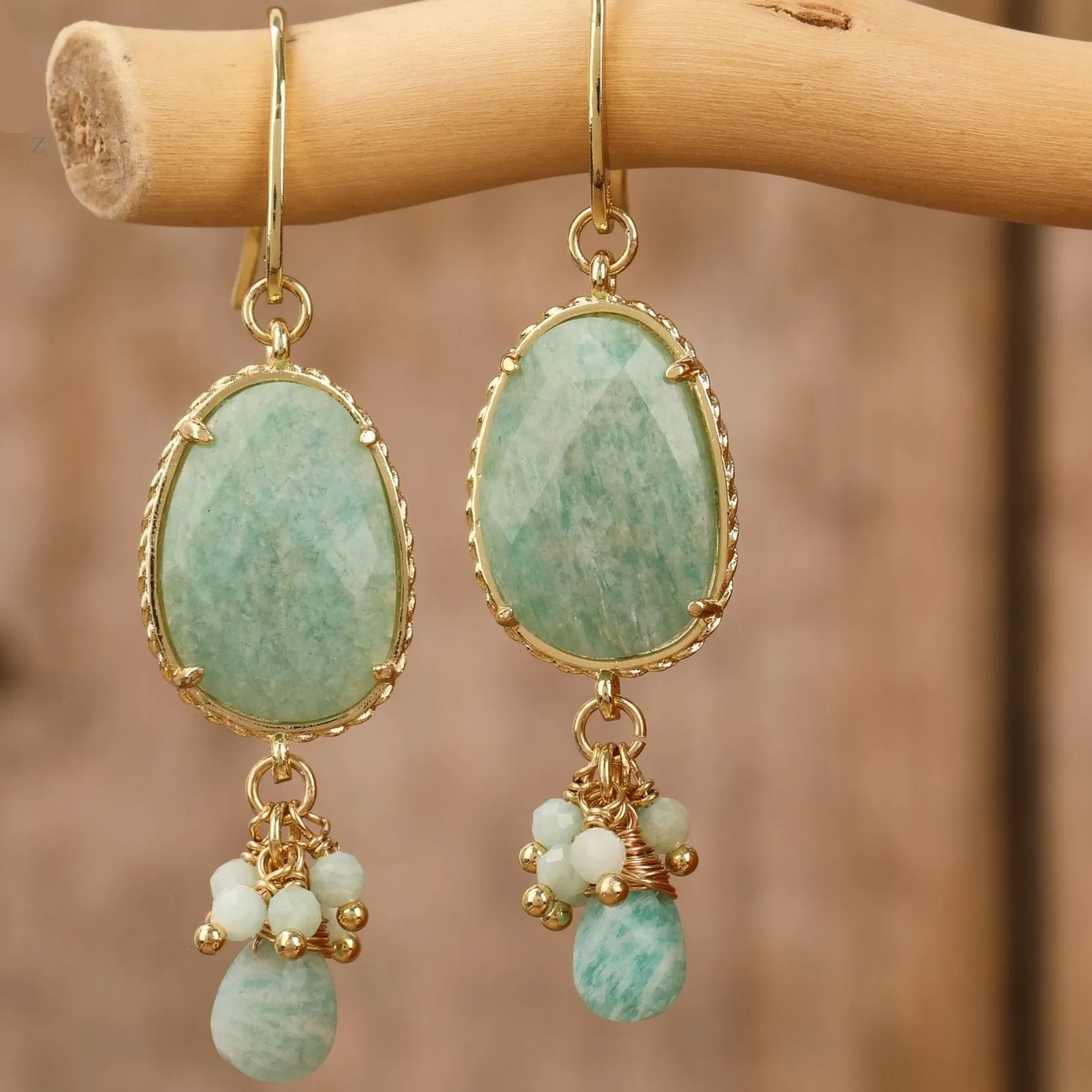 Natural gemstone Oval Drop Earrings