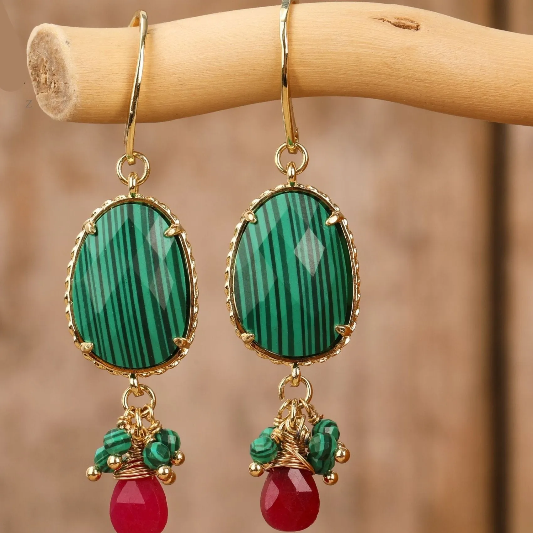 Natural gemstone Oval Drop Earrings