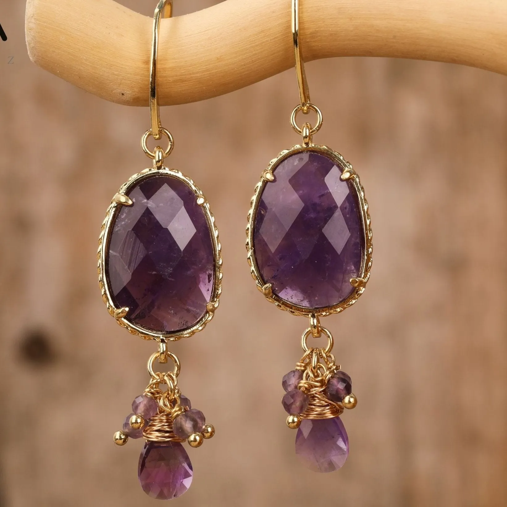Natural gemstone Oval Drop Earrings