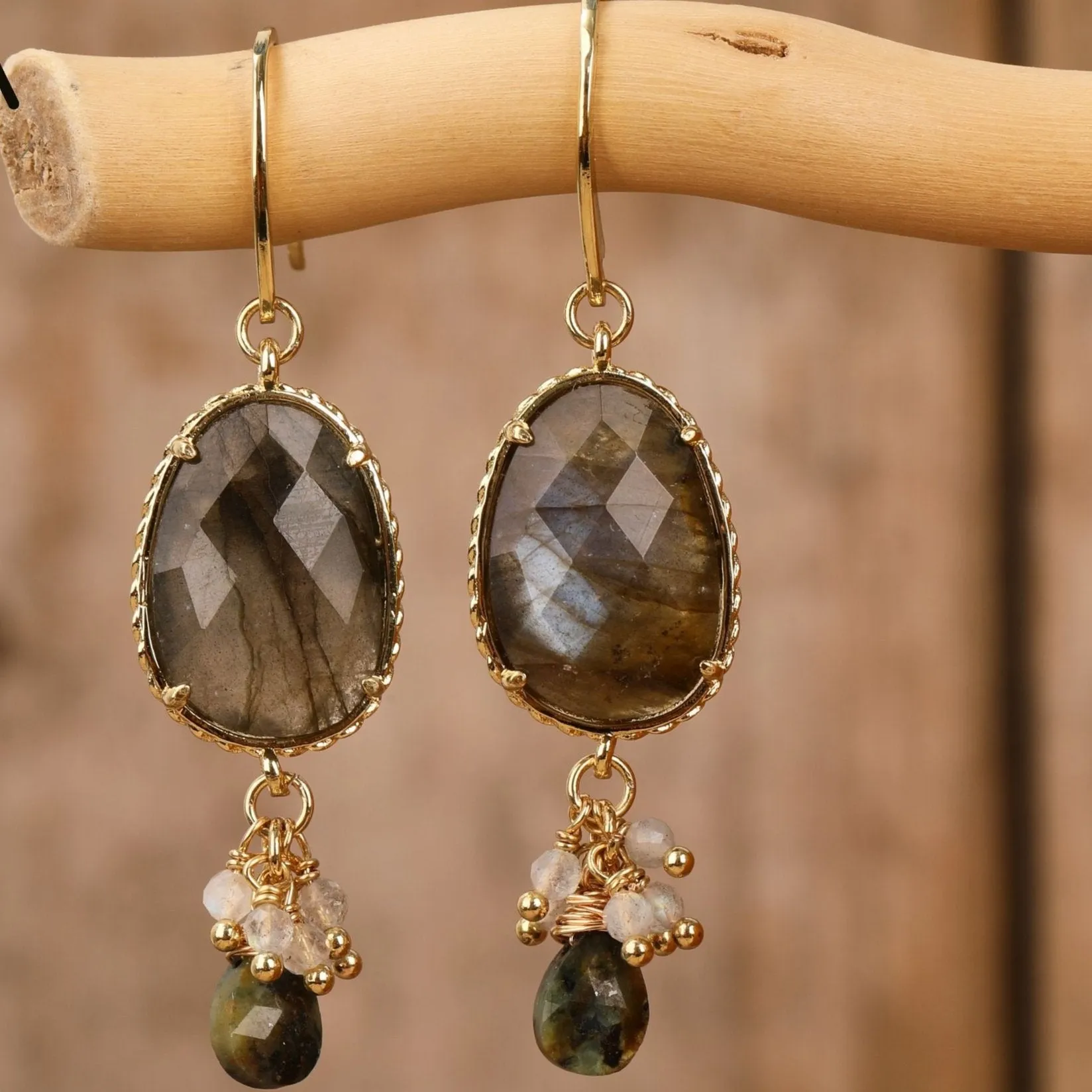 Natural gemstone Oval Drop Earrings