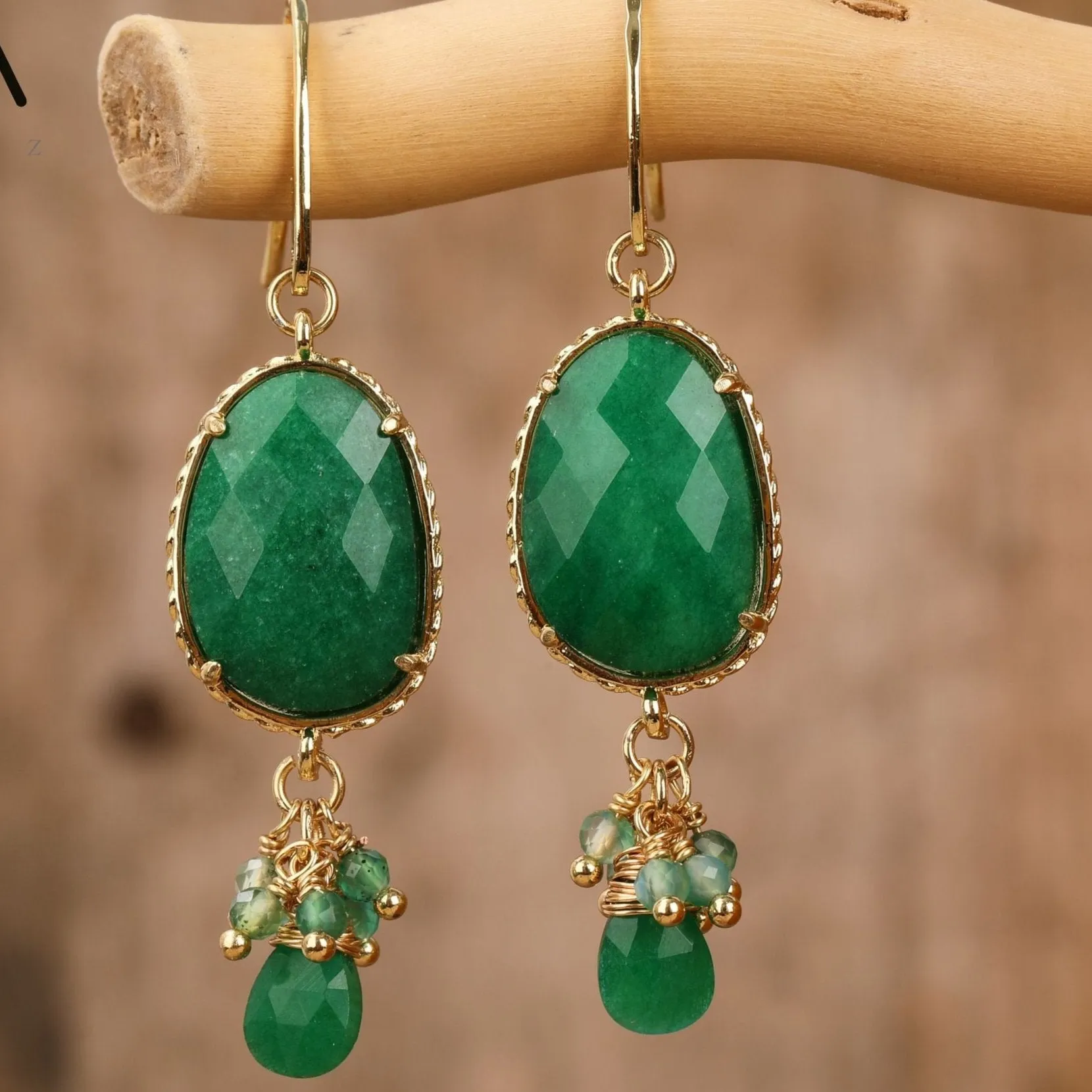 Natural gemstone Oval Drop Earrings