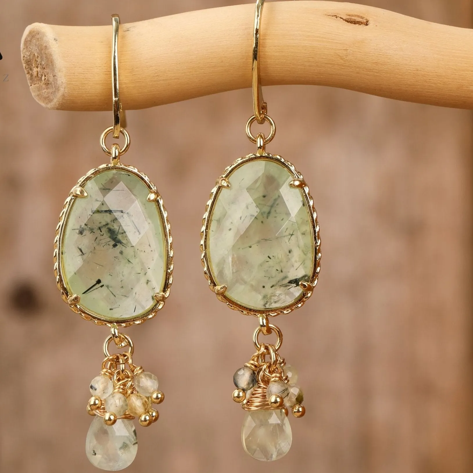 Natural gemstone Oval Drop Earrings