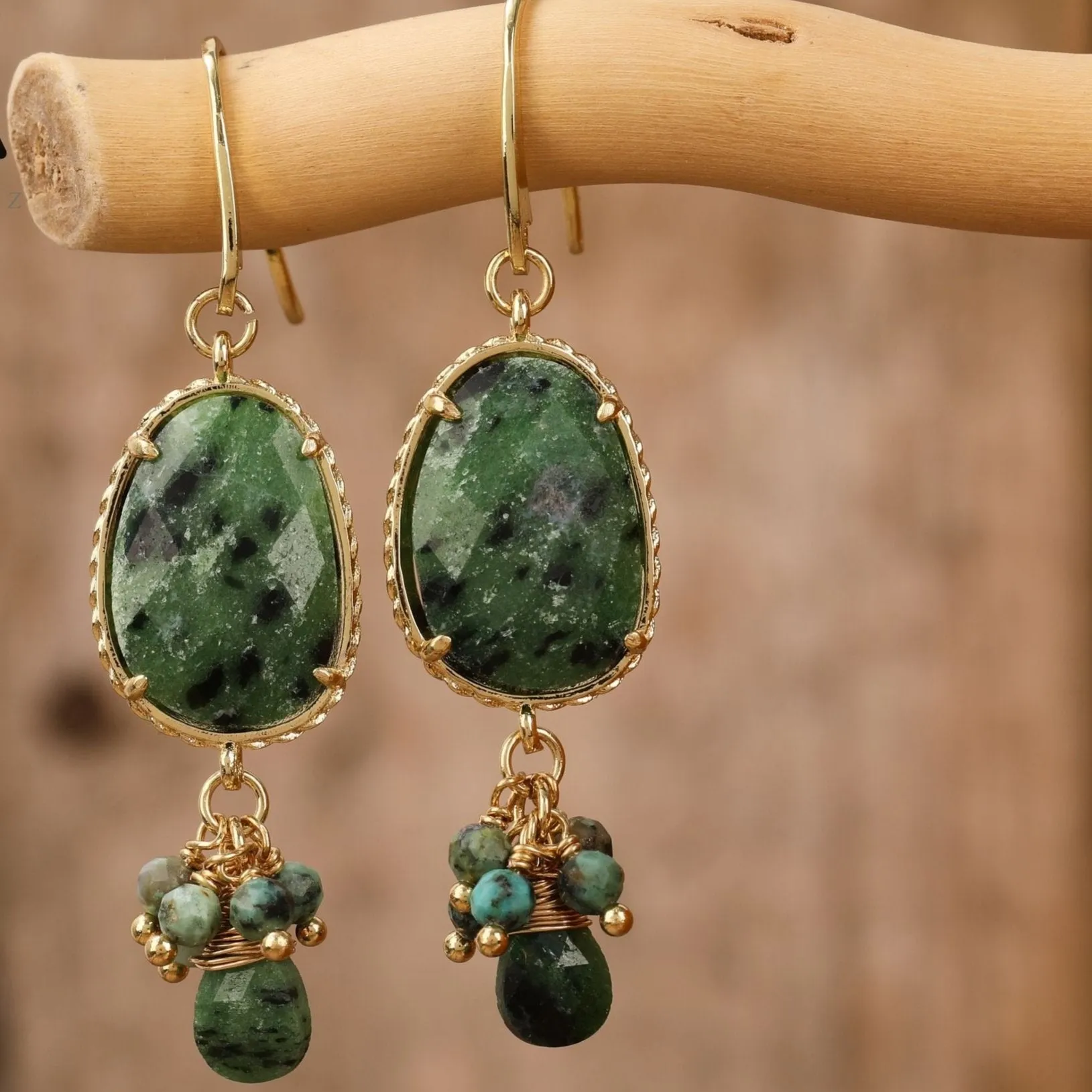 Natural gemstone Oval Drop Earrings
