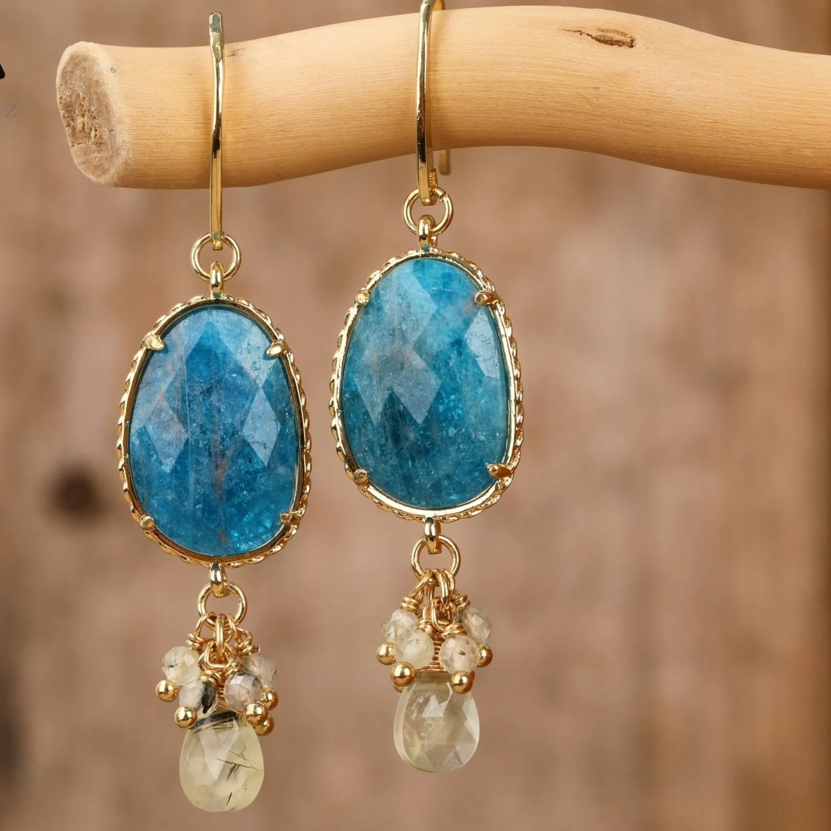 Natural gemstone Oval Drop Earrings