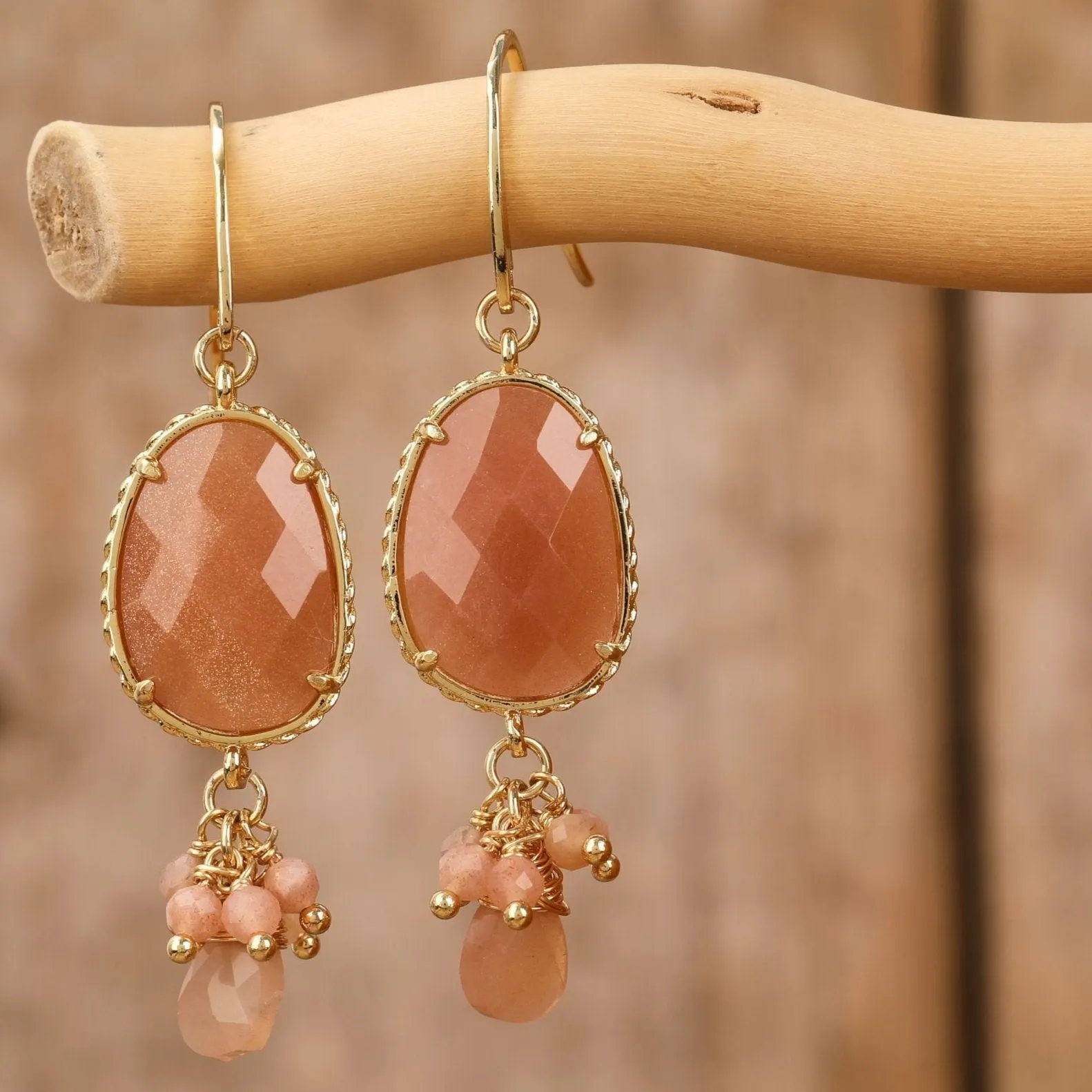 Natural gemstone Oval Drop Earrings