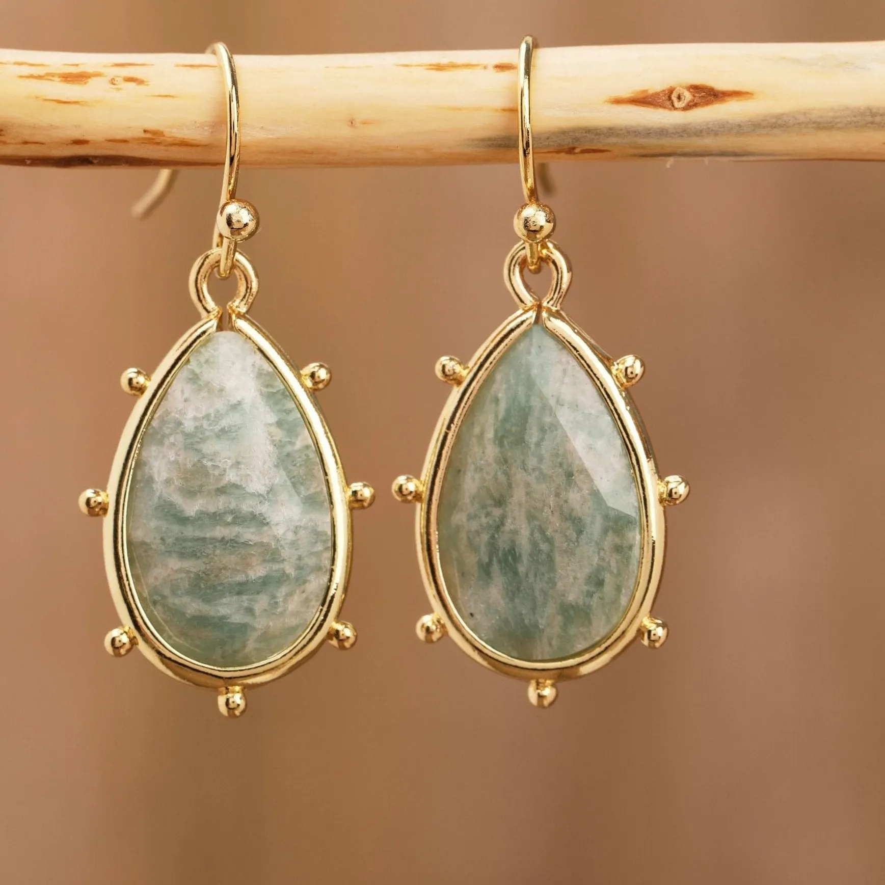 Natural Gemstone Teardrop Earrings