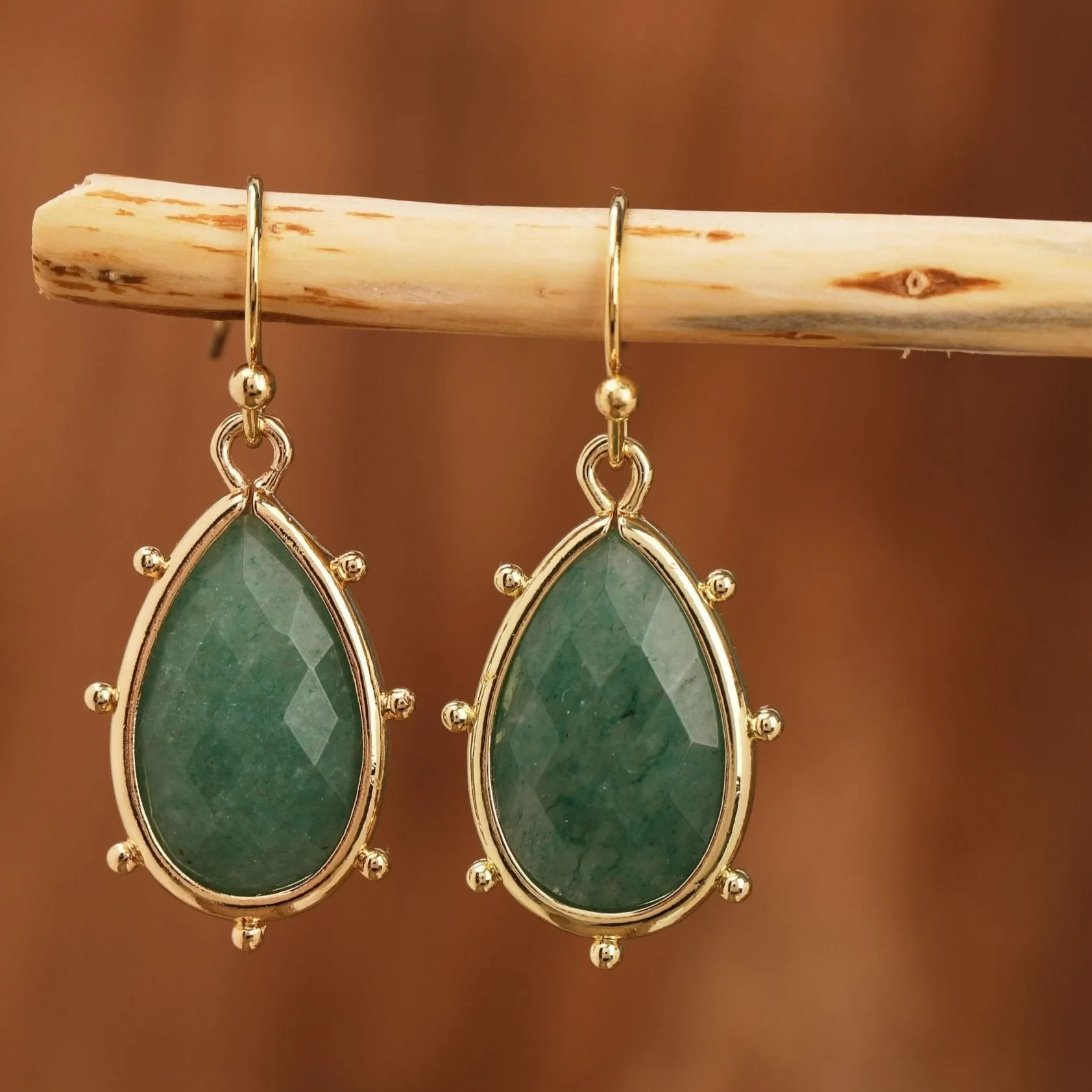 Natural Gemstone Teardrop Earrings