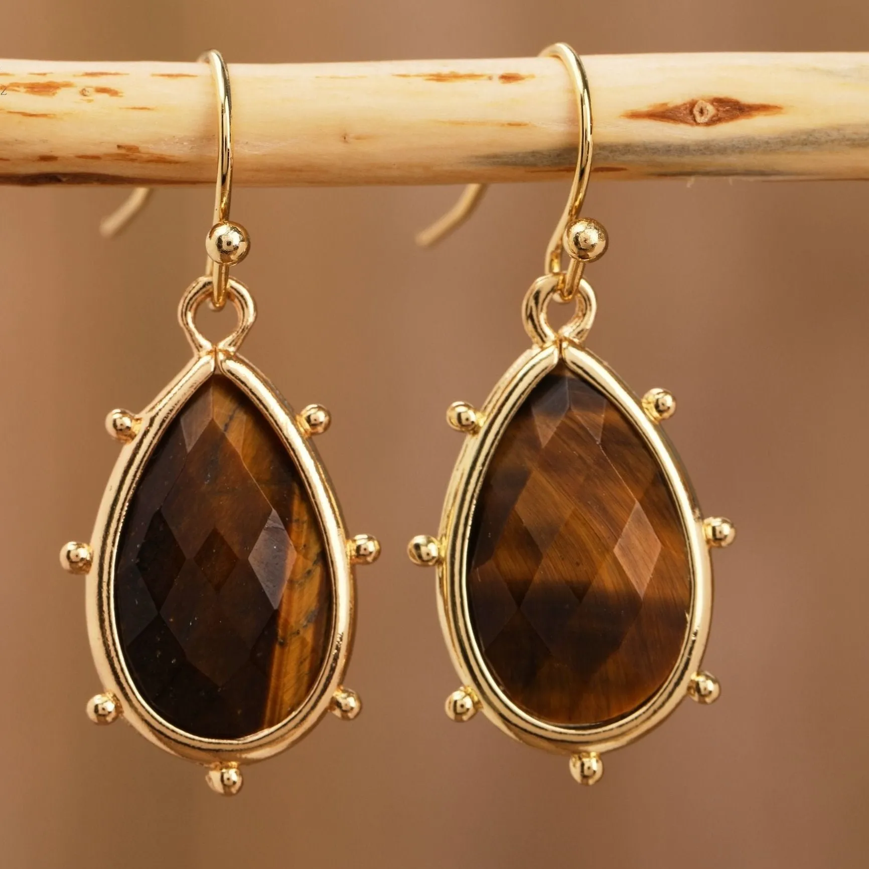 Natural Gemstone Teardrop Earrings