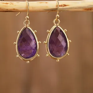 Natural Gemstone Teardrop Earrings
