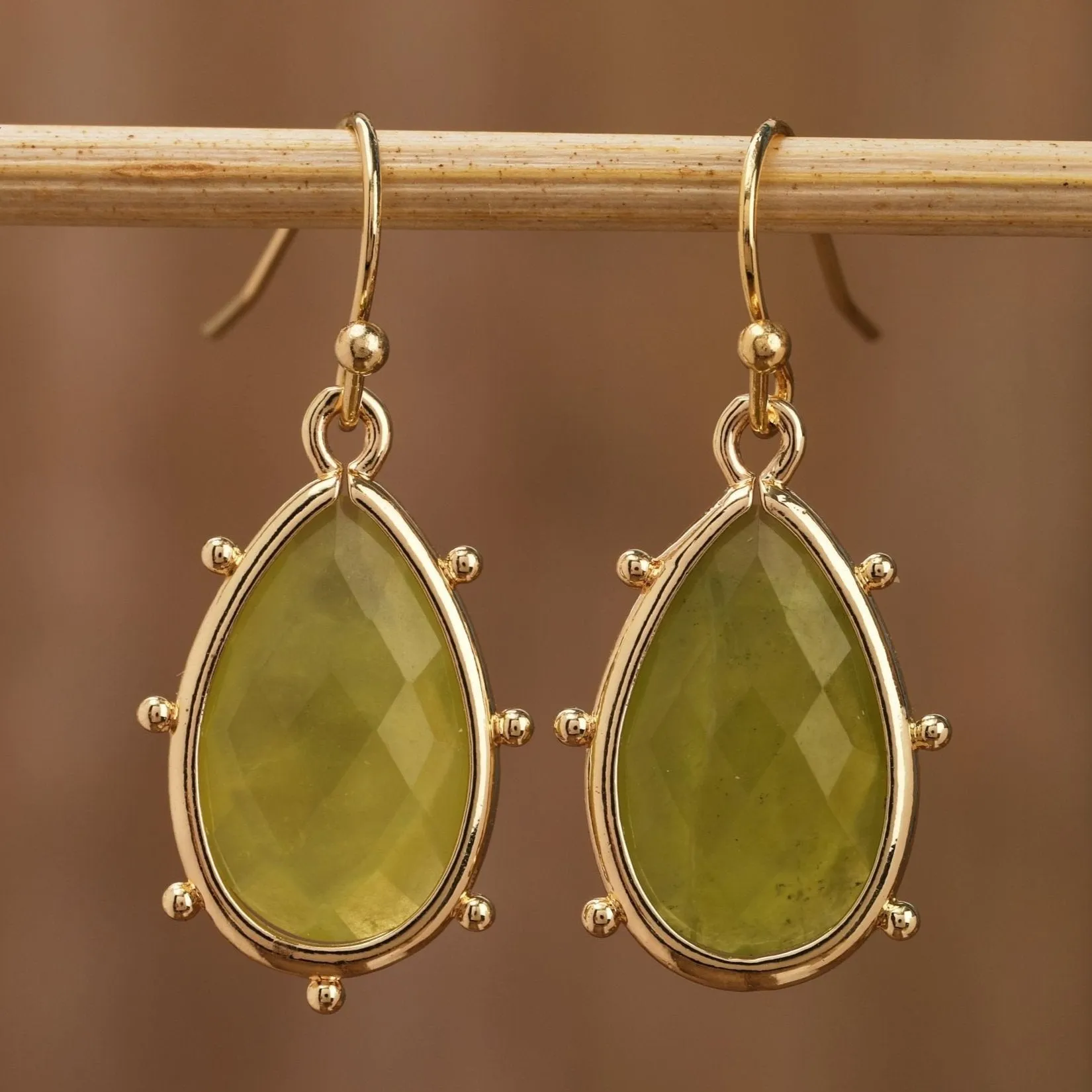 Natural Gemstone Teardrop Earrings