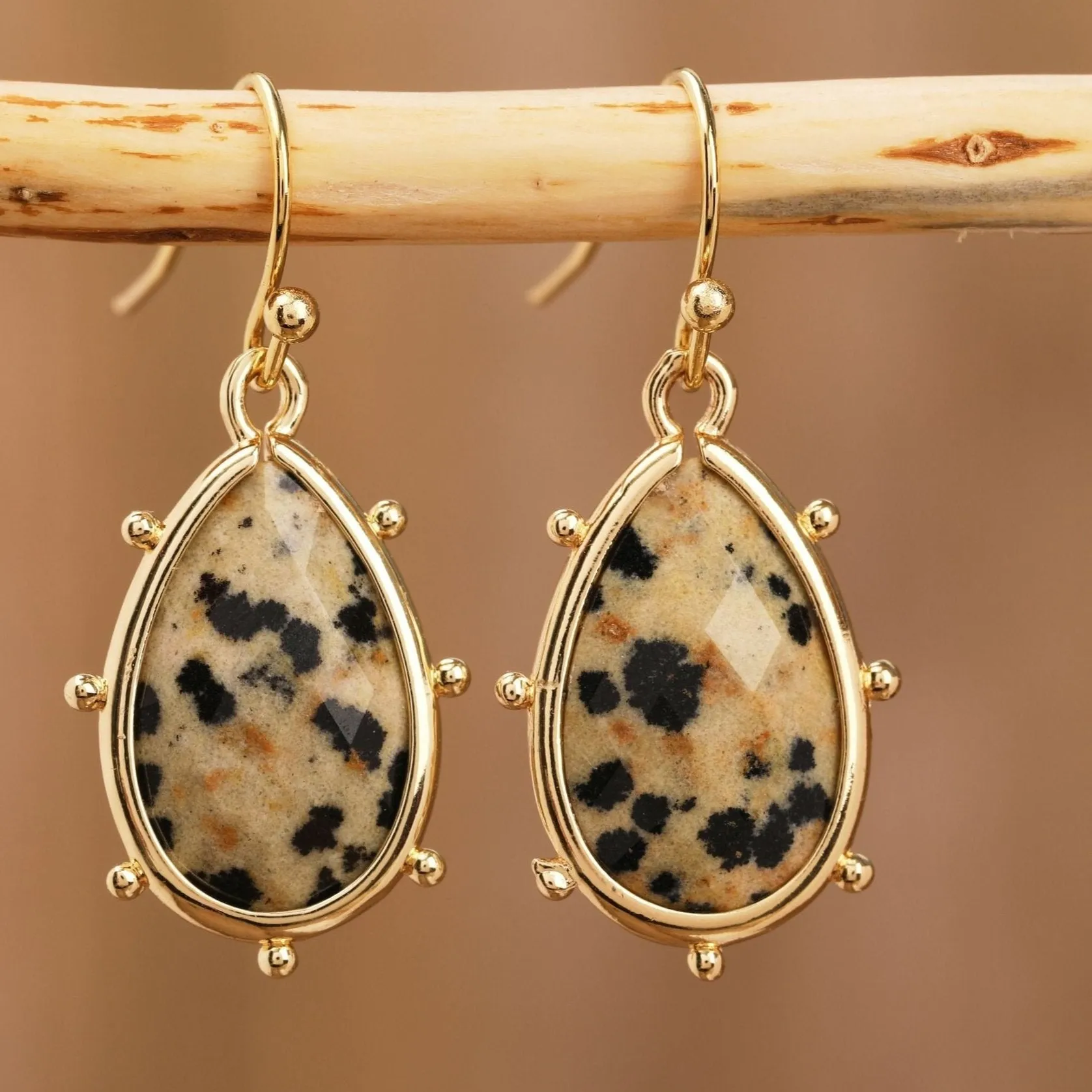 Natural Gemstone Teardrop Earrings