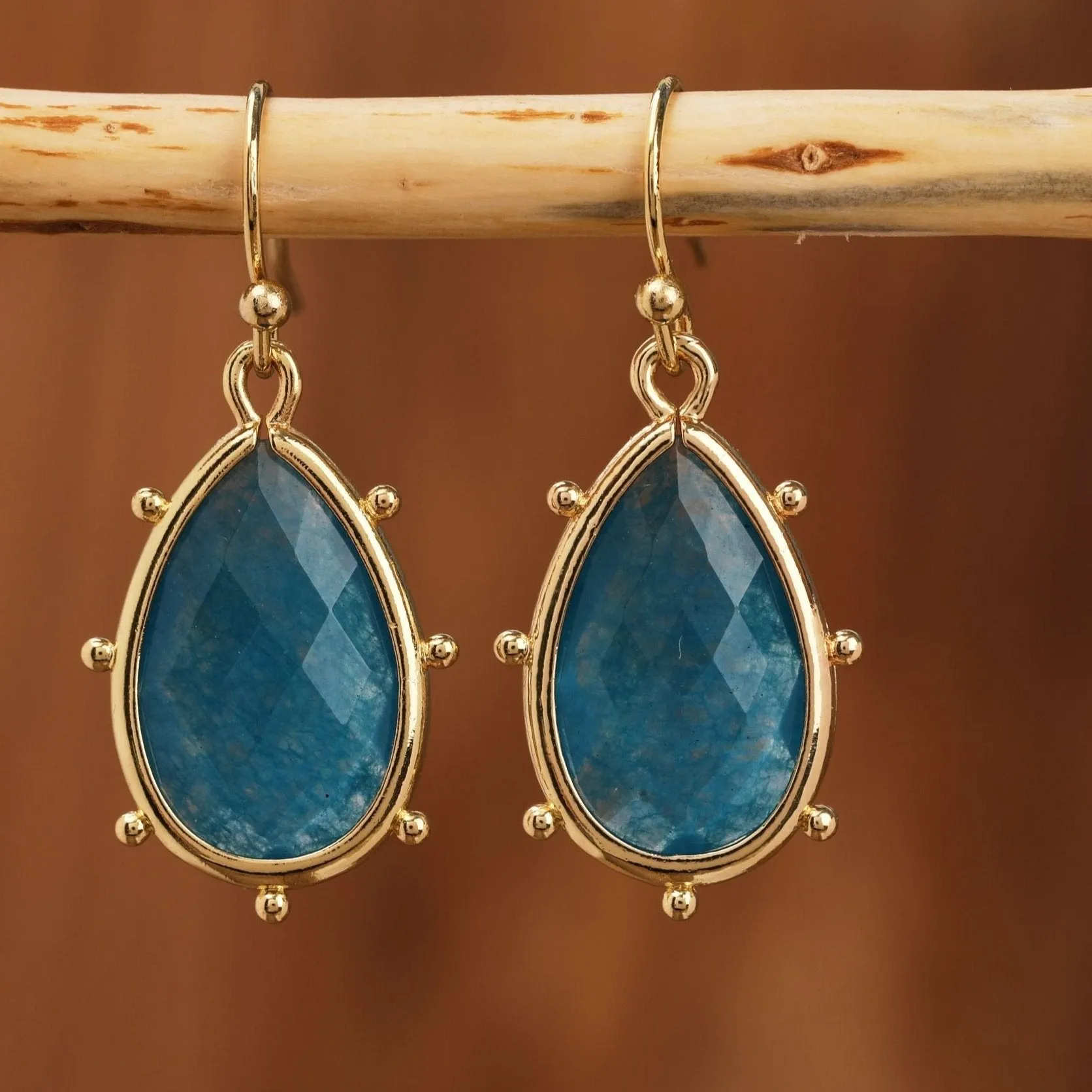 Natural Gemstone Teardrop Earrings