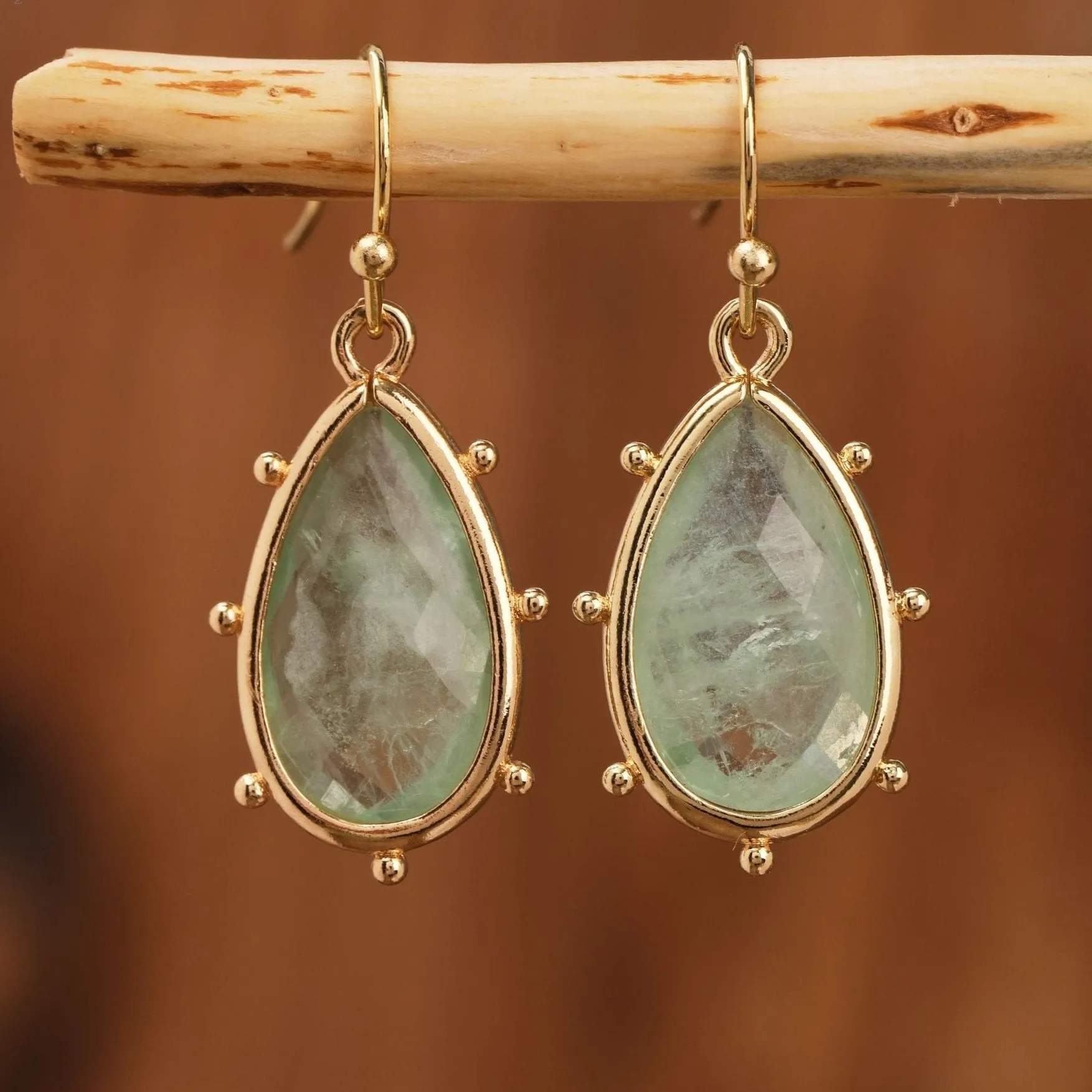 Natural Gemstone Teardrop Earrings