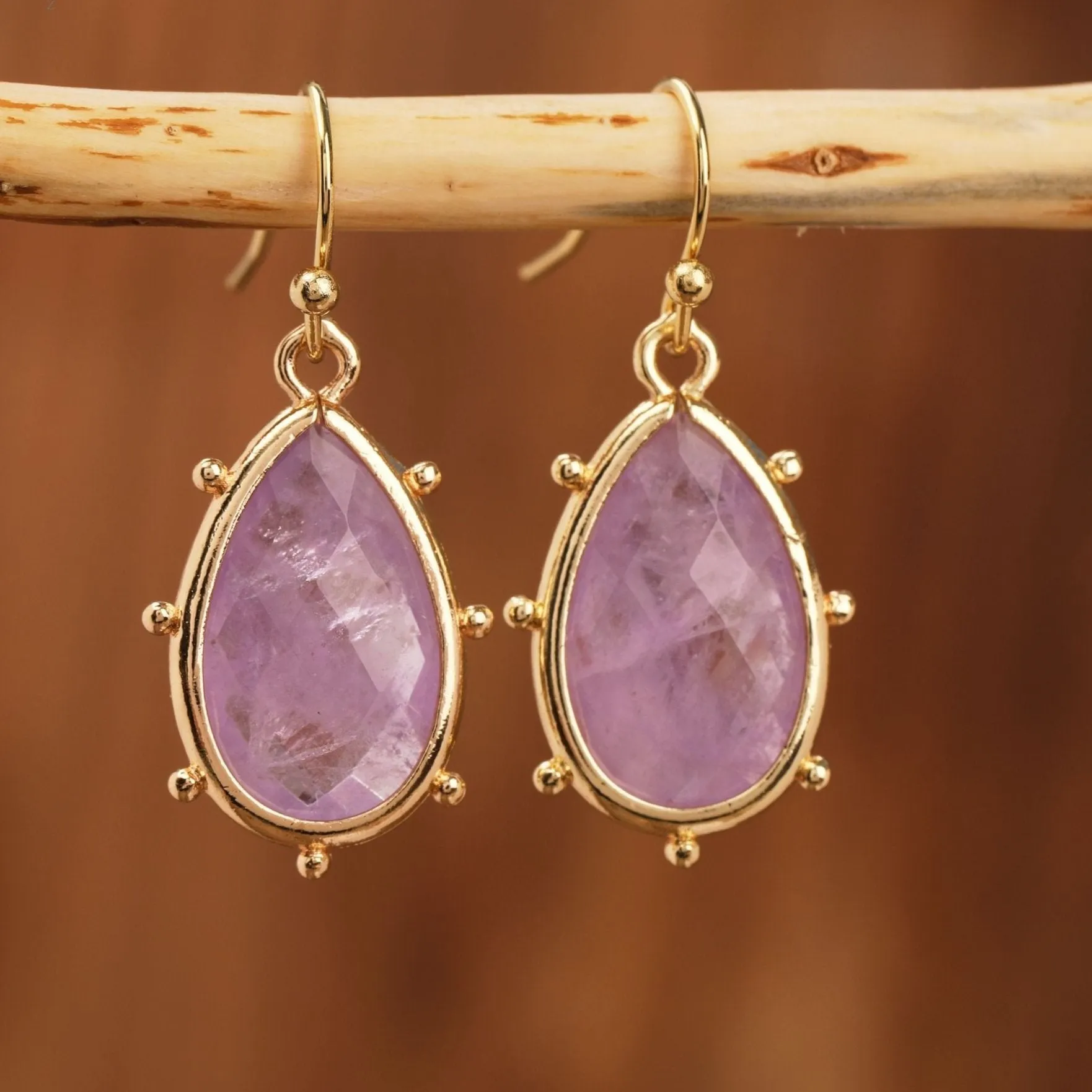 Natural Gemstone Teardrop Earrings