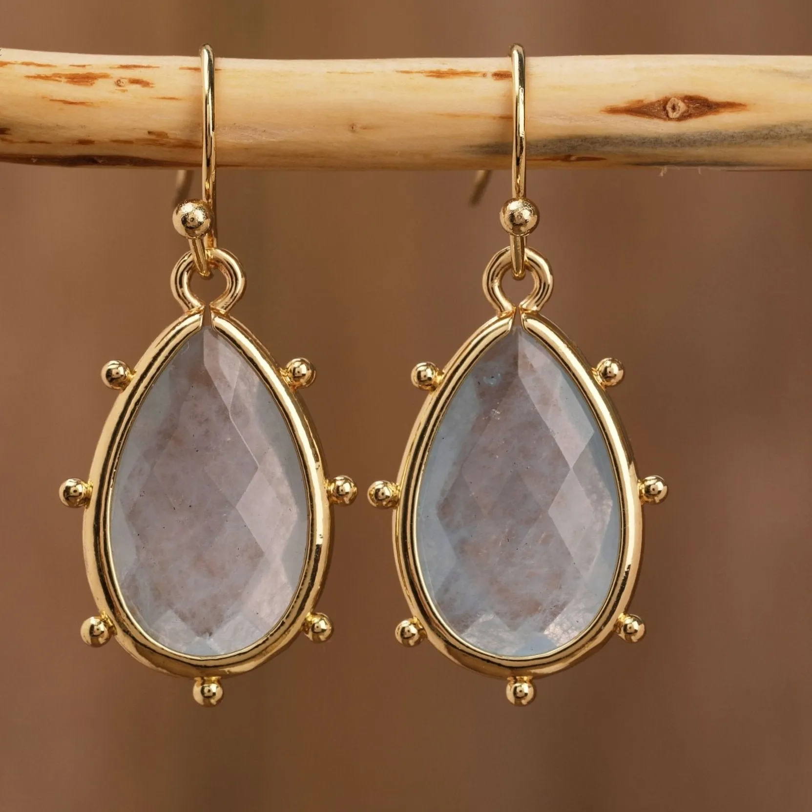 Natural Gemstone Teardrop Earrings