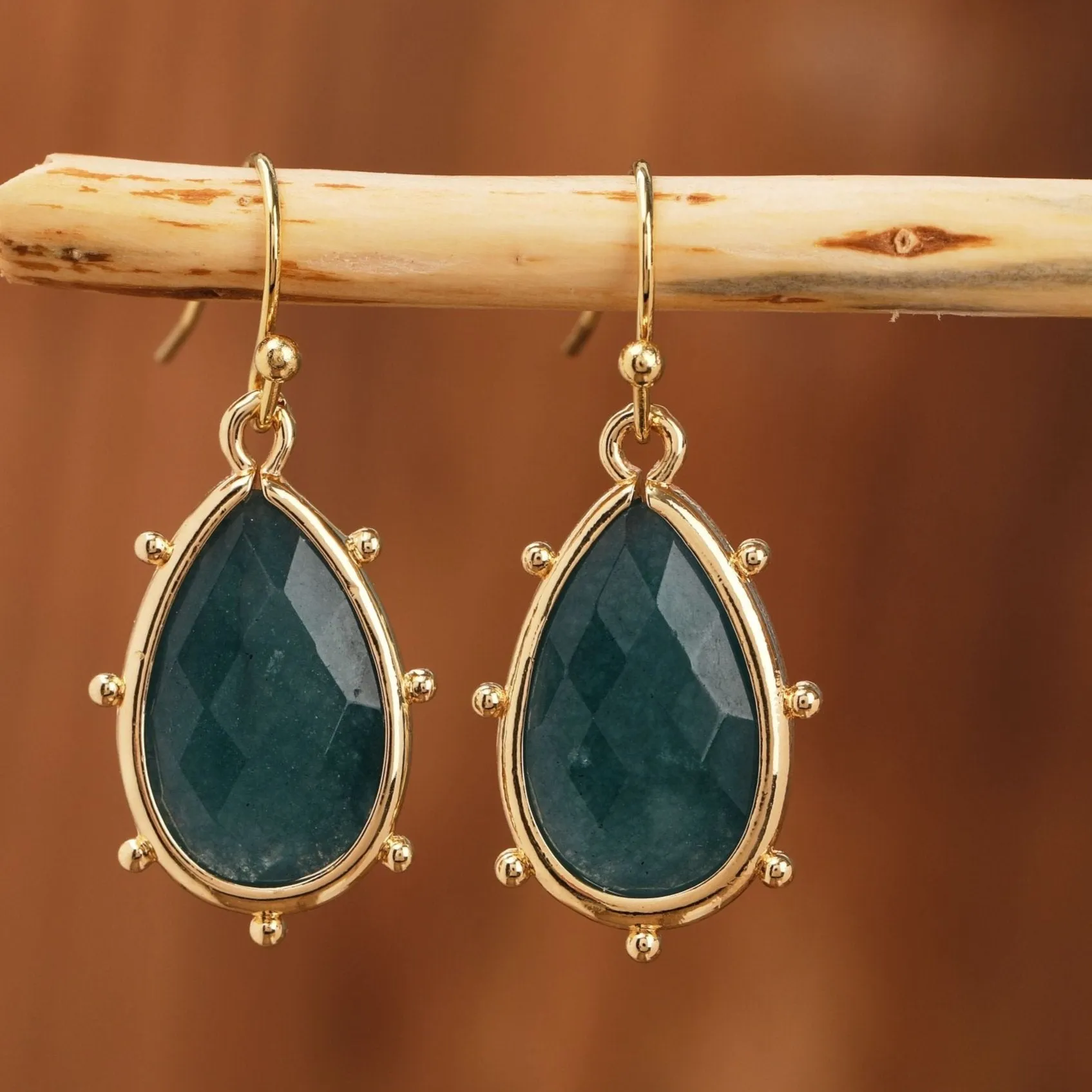Natural Gemstone Teardrop Earrings