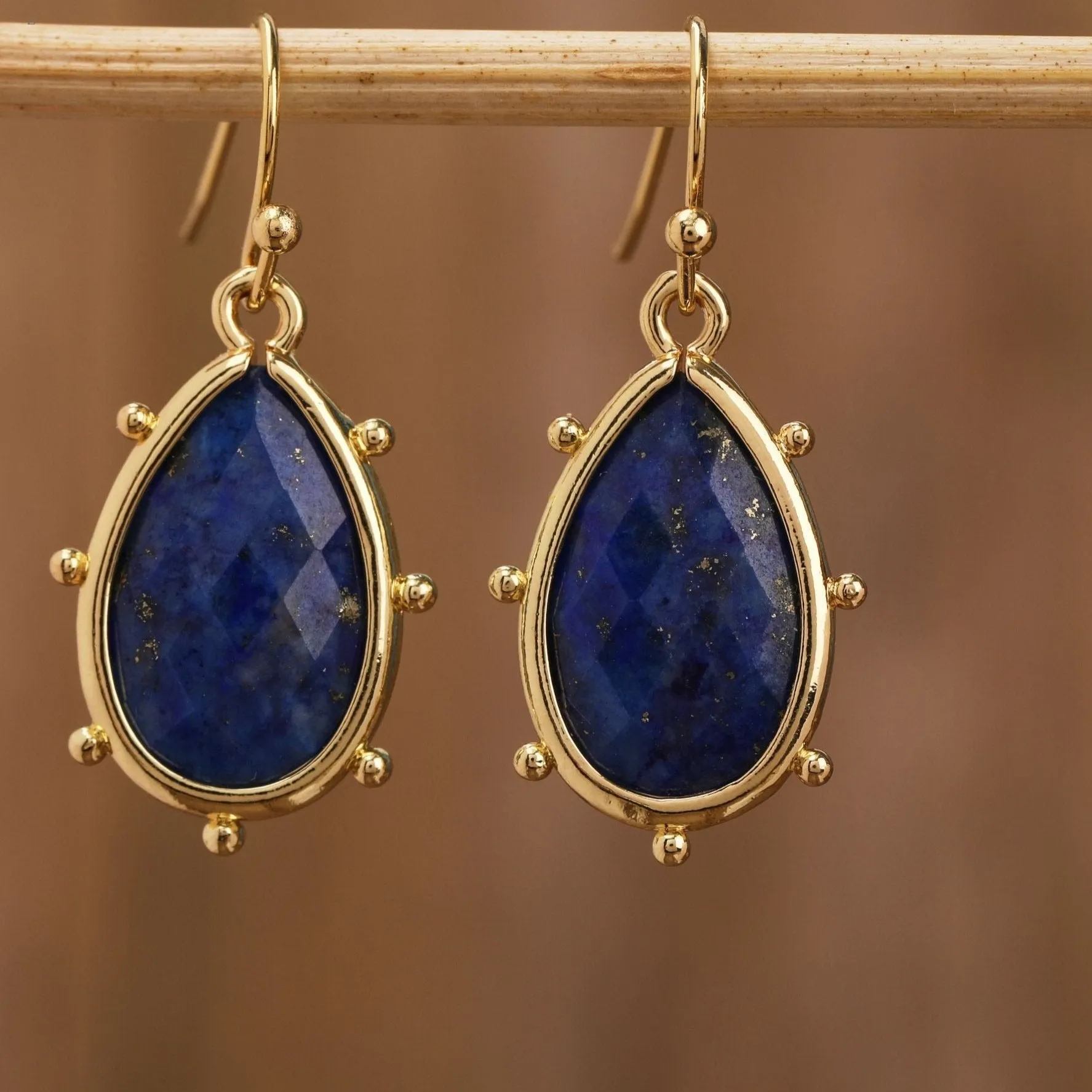 Natural Gemstone Teardrop Earrings