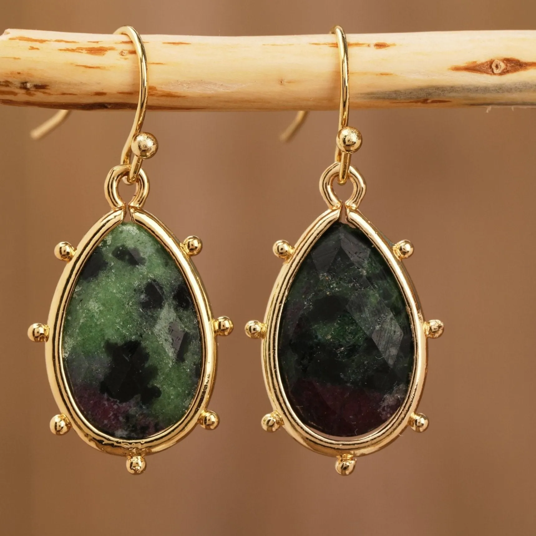 Natural Gemstone Teardrop Earrings