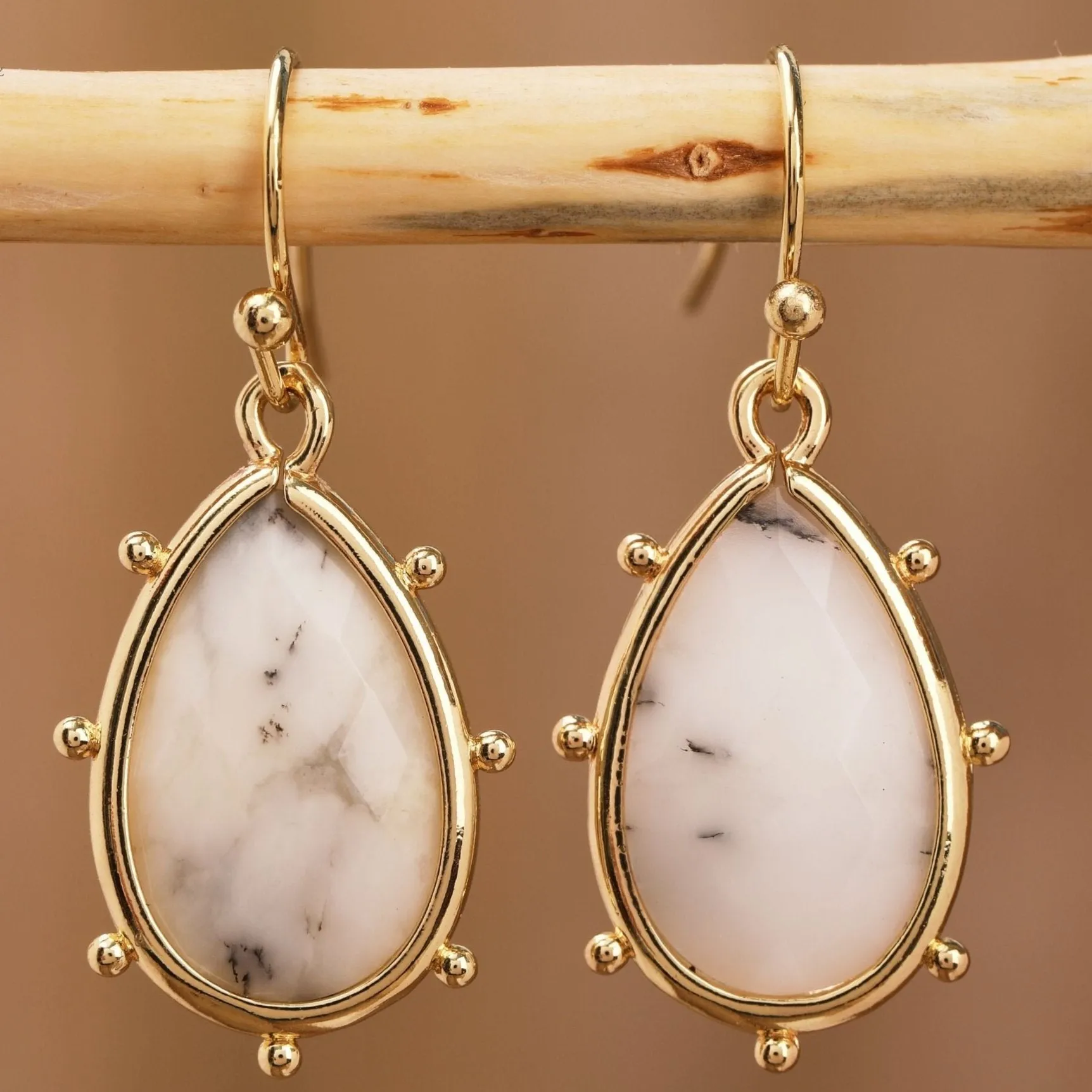 Natural Gemstone Teardrop Earrings
