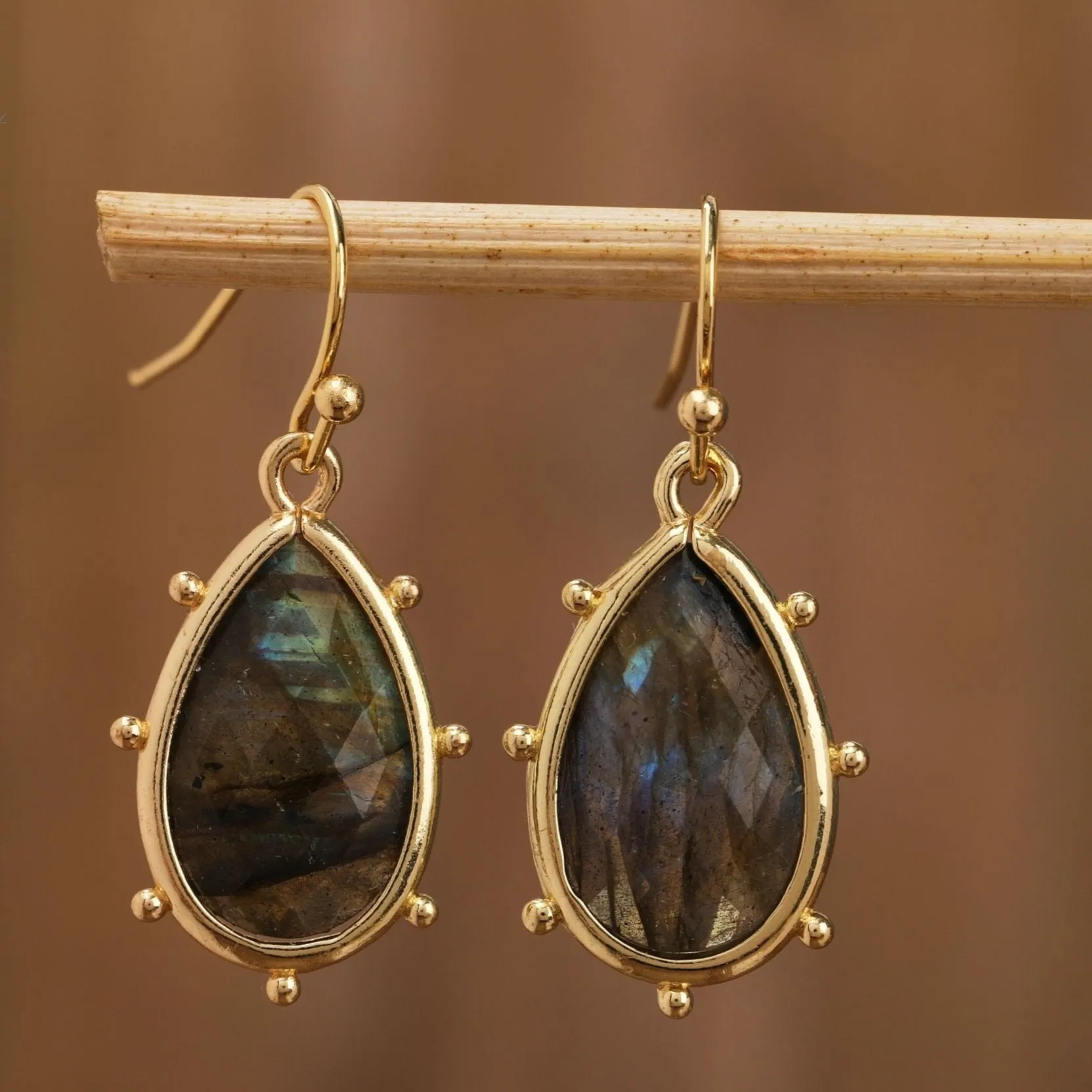 Natural Gemstone Teardrop Earrings