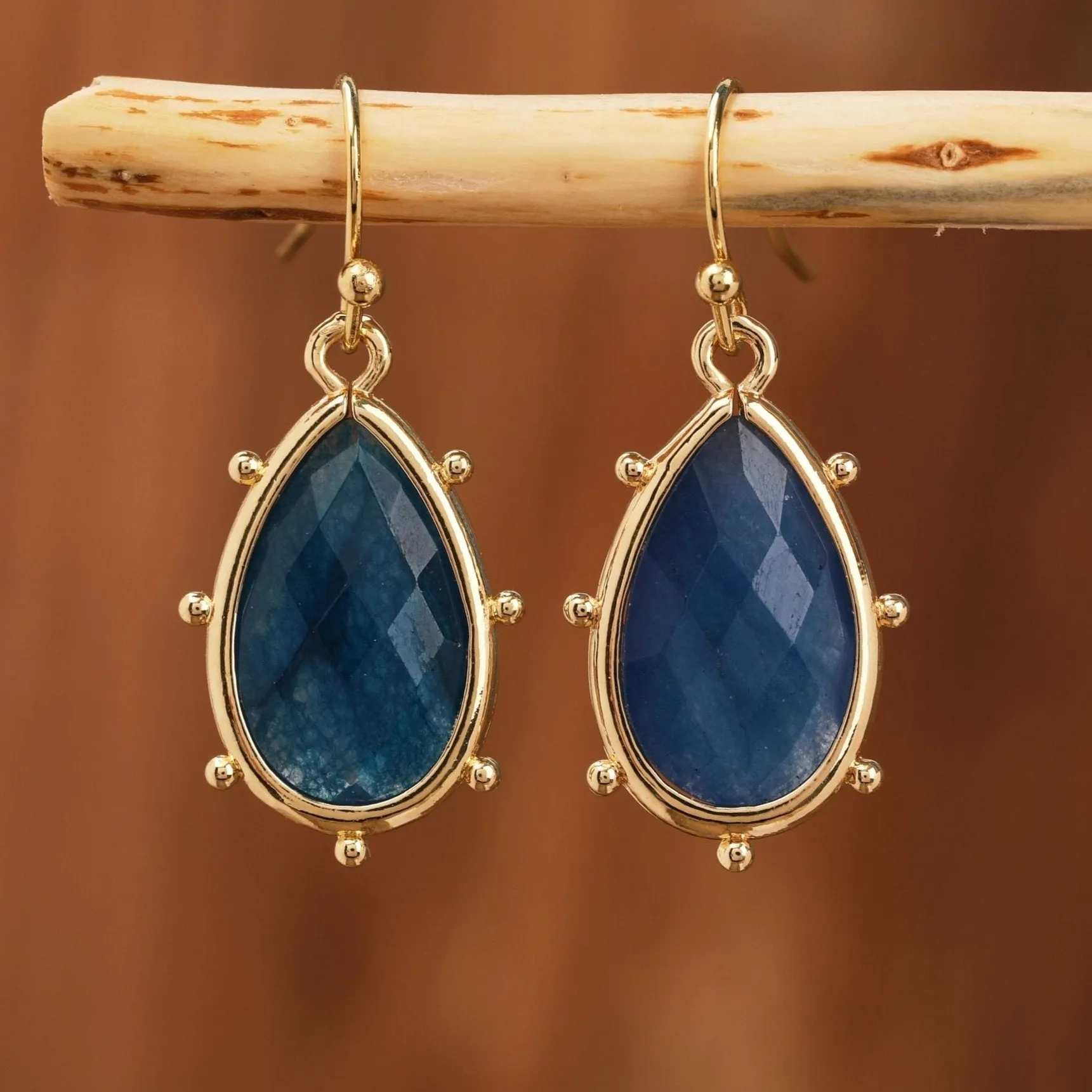Natural Gemstone Teardrop Earrings