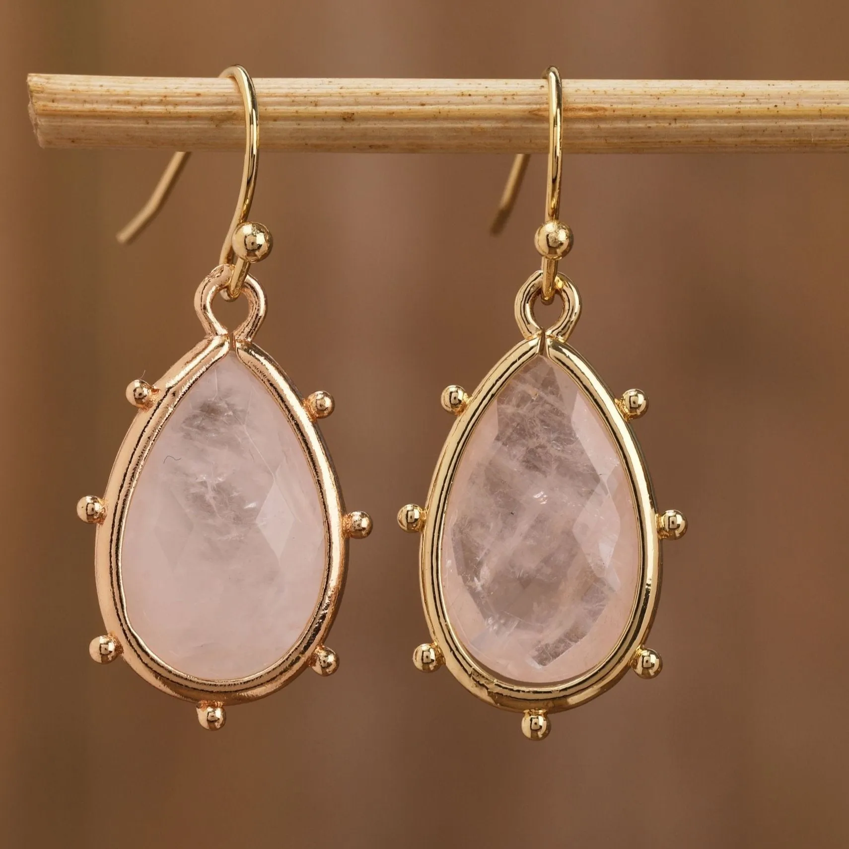 Natural Gemstone Teardrop Earrings