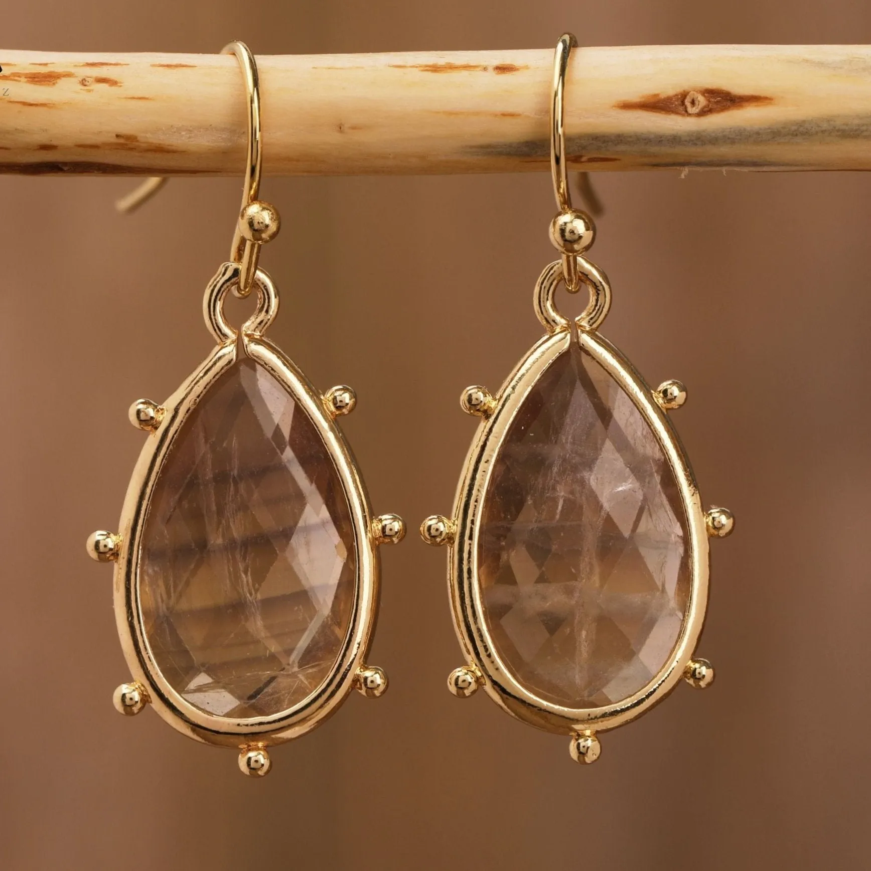 Natural Gemstone Teardrop Earrings