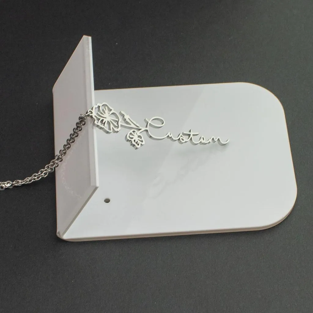 Personalized Birth Flower Name Necklace