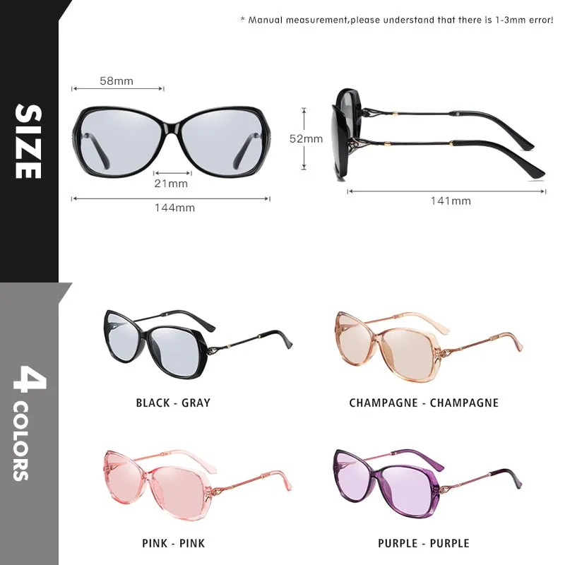 Photochromic Sunglasses For Women Polarized Travel Glasses Oversized Luxury Ladies Eyewear