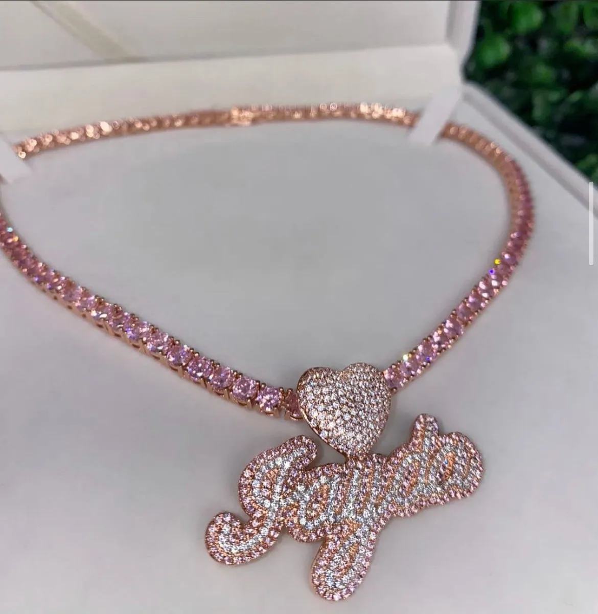 Pink Heart Custom Necklace