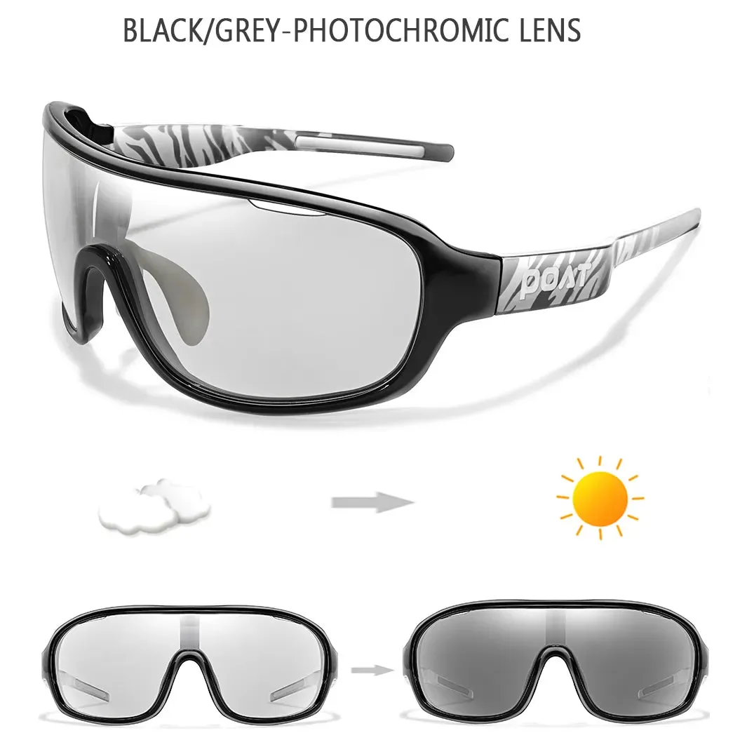 POAT BRAND  Polarized Photochromic Shades For Men And Women Outdoor Windproof Road Eyewear Sports Cycling Fishing Sunglasses