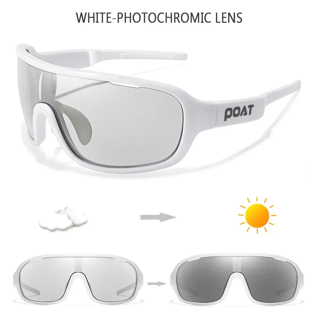 POAT BRAND  Polarized Photochromic Shades For Men And Women Outdoor Windproof Road Eyewear Sports Cycling Fishing Sunglasses