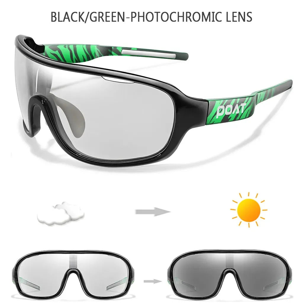 POAT BRAND  Polarized Photochromic Shades For Men And Women Outdoor Windproof Road Eyewear Sports Cycling Fishing Sunglasses