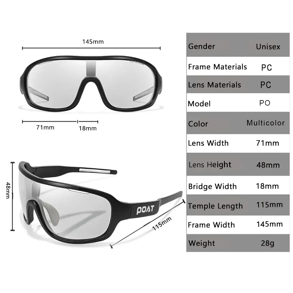 POAT BRAND  Polarized Photochromic Shades For Men And Women Outdoor Windproof Road Eyewear Sports Cycling Fishing Sunglasses