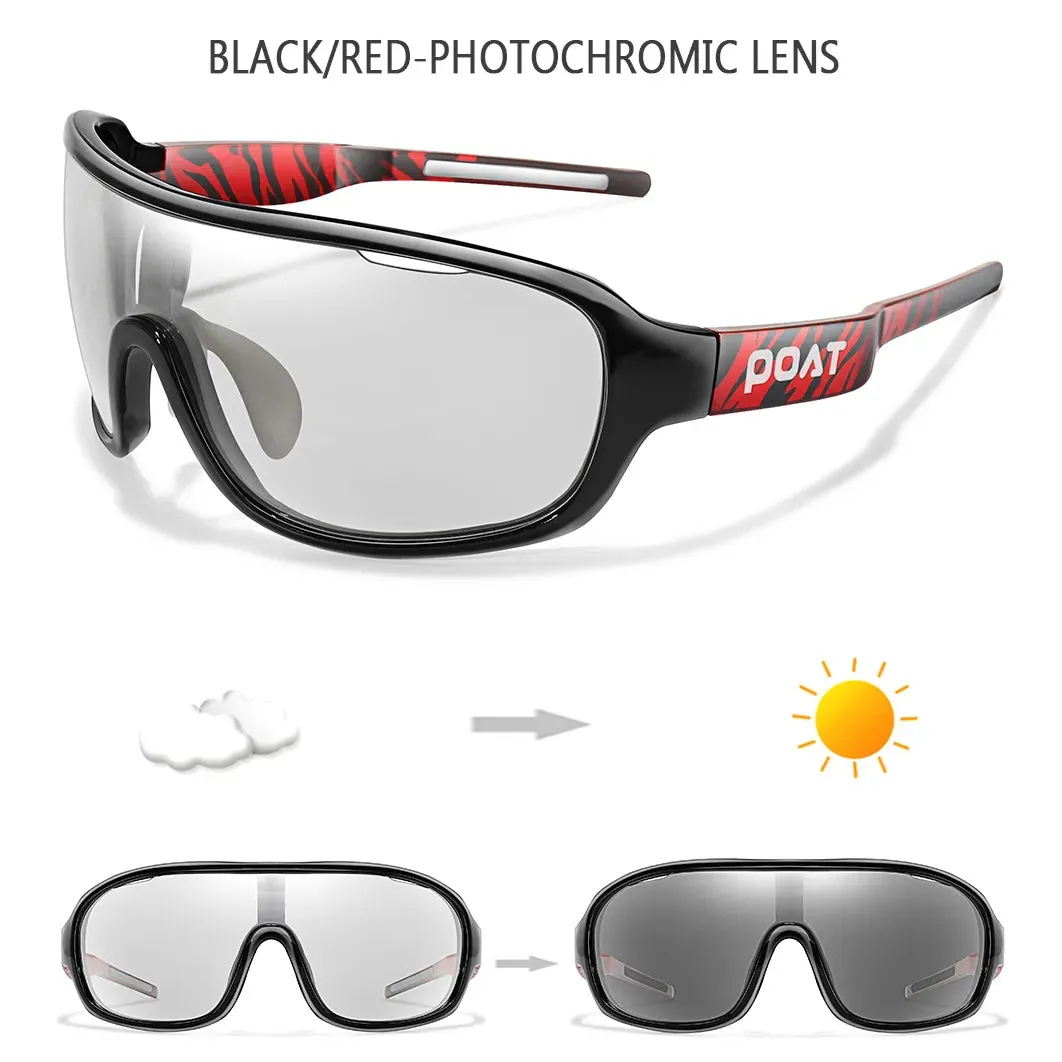 POAT BRAND  Polarized Photochromic Shades For Men And Women Outdoor Windproof Road Eyewear Sports Cycling Fishing Sunglasses