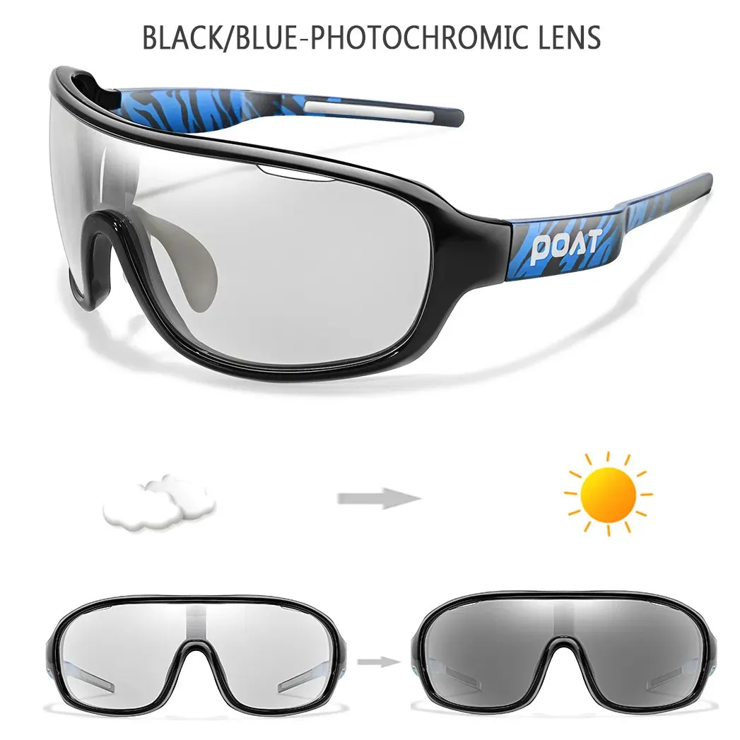 POAT BRAND  Polarized Photochromic Shades For Men And Women Outdoor Windproof Road Eyewear Sports Cycling Fishing Sunglasses