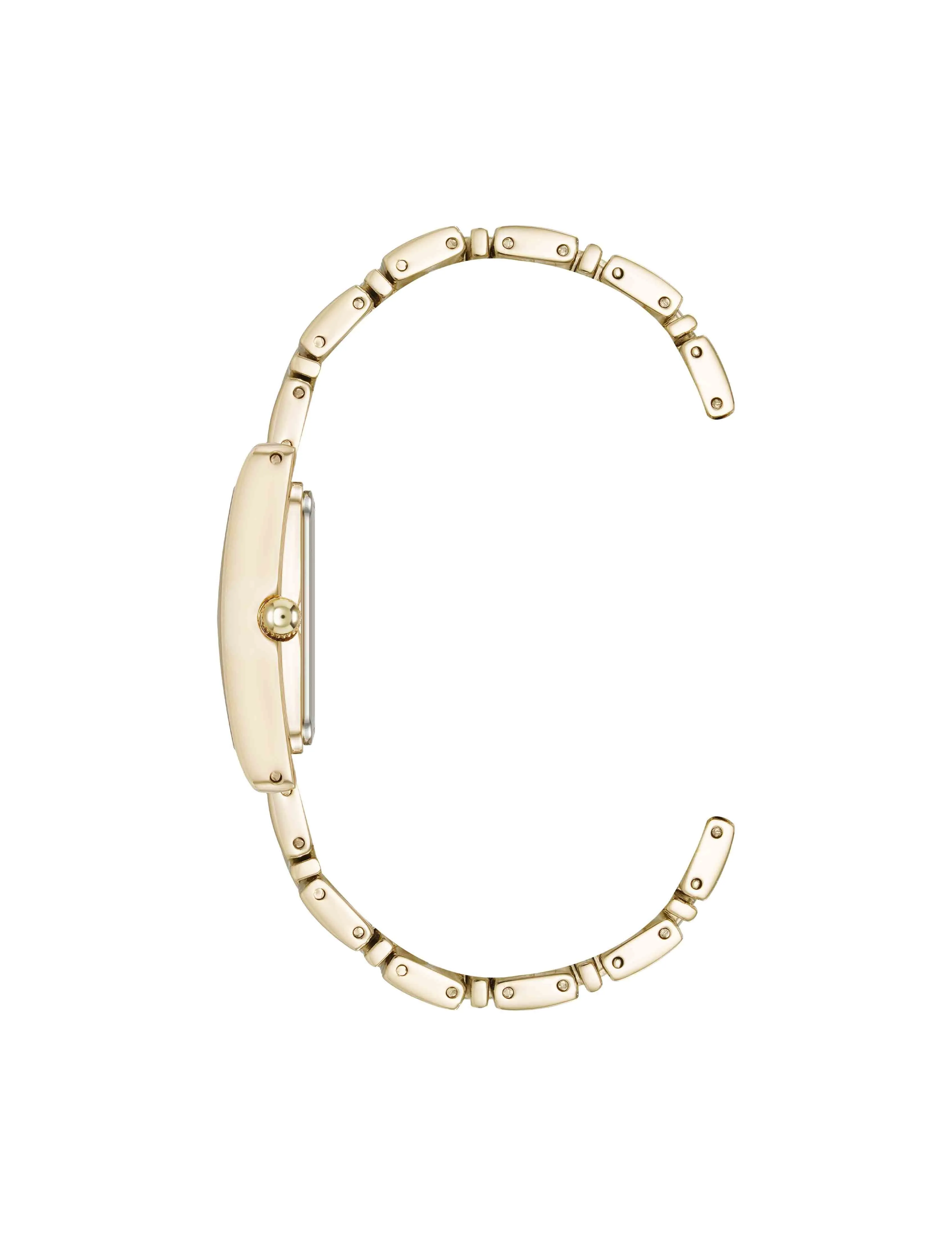 Premium Crystal Accented Grooved Link Bracelet Watch