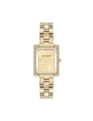 Premium Crystal Accented Grooved Link Bracelet Watch