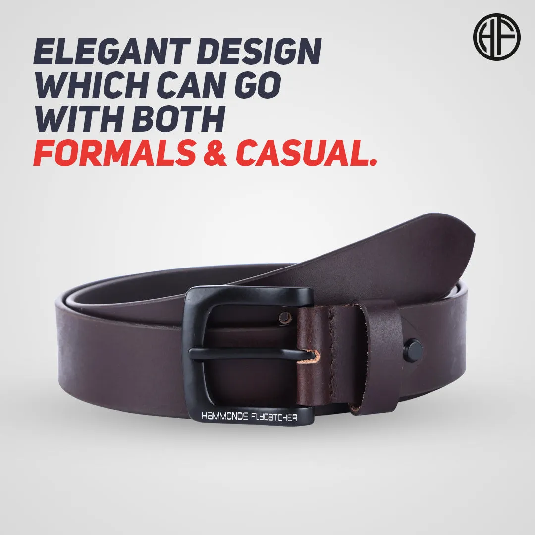 Premium Pure Leather Belt for Men - Fits Waist Sizes 28-46, 1.5 Inch Width - Ideal for Casual & Formal Use