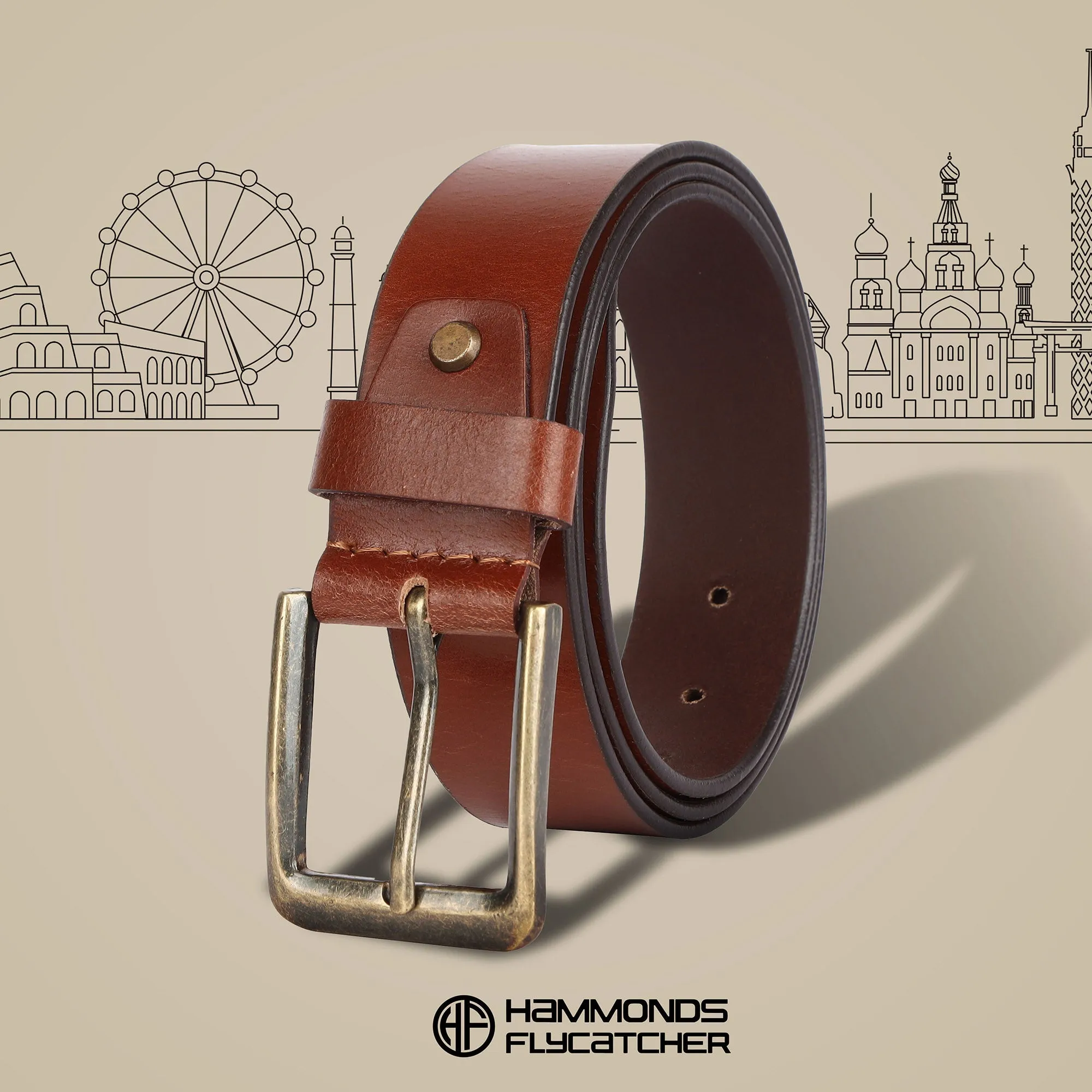 Premium Pure Leather Belt for Men - Fits Waist Sizes 28-46, 1.5 Inch Width - Ideal for Casual & Formal Use