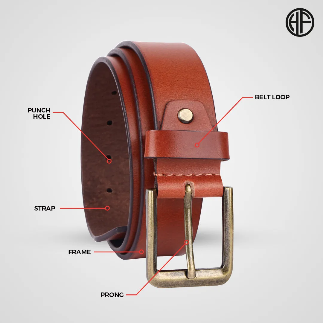 Premium Pure Leather Belt for Men - Fits Waist Sizes 28-46, 1.5 Inch Width - Ideal for Casual & Formal Use