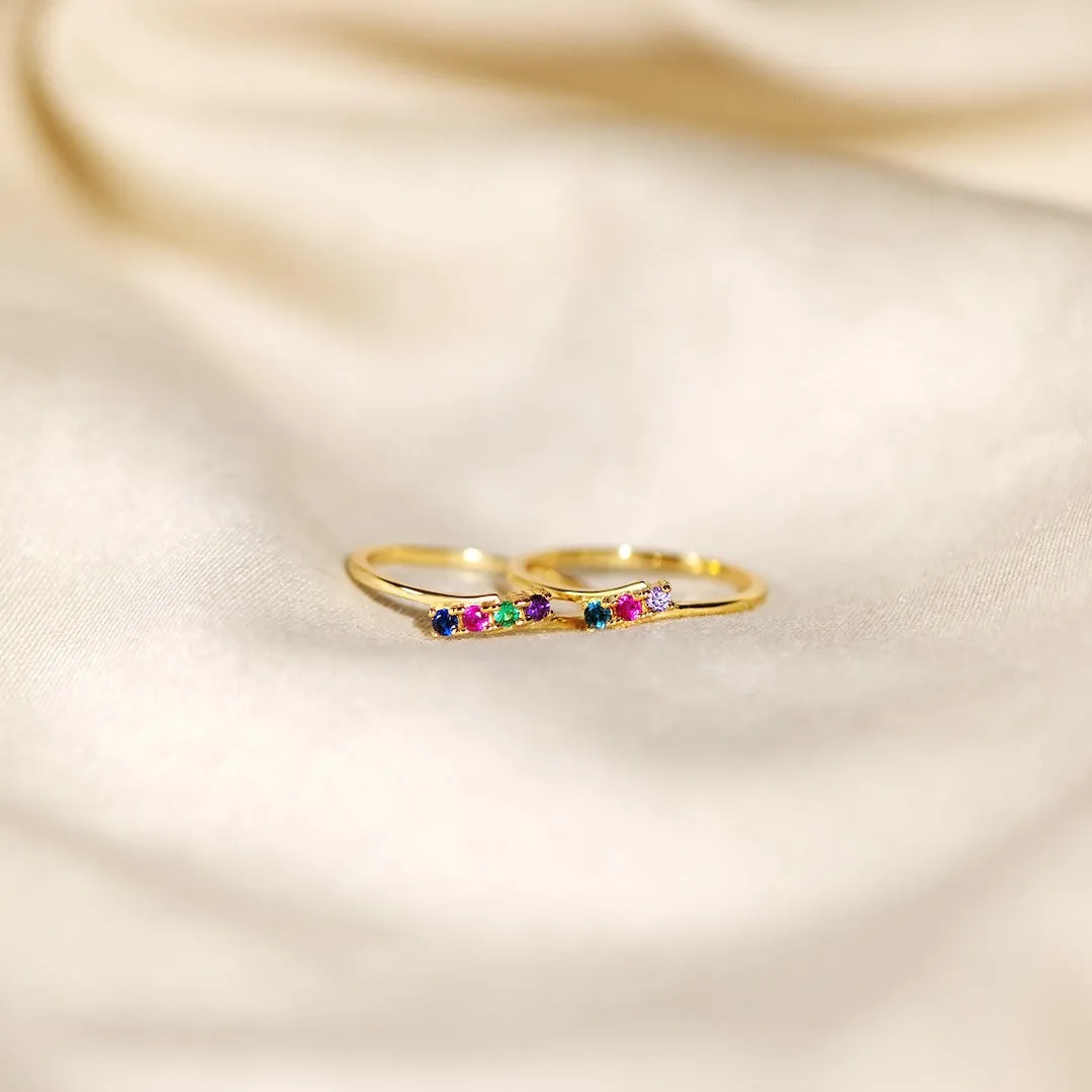 "Mama's Eternal Love" Personalized 1-5 Kids Birthstone Bypass Ring