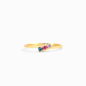 "Mama's Eternal Love" Personalized 1-5 Kids Birthstone Bypass Ring
