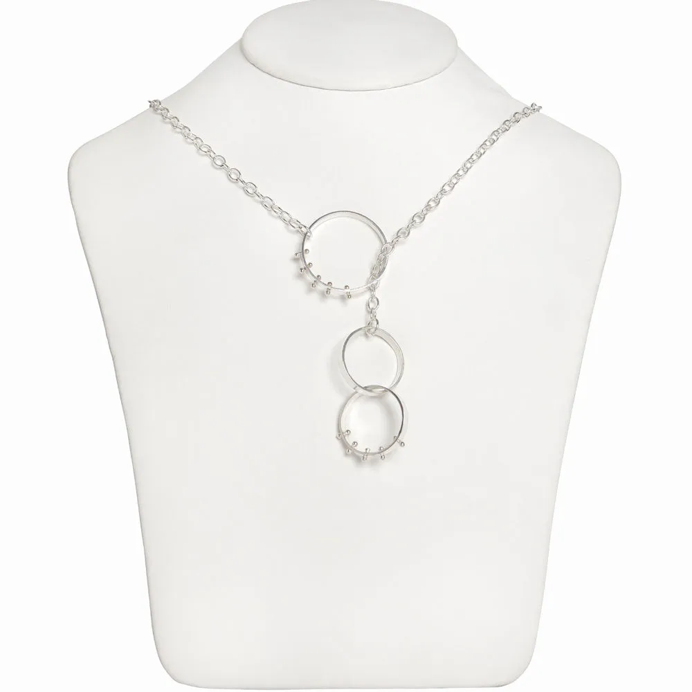 Silver Moonscape Lariat Necklace