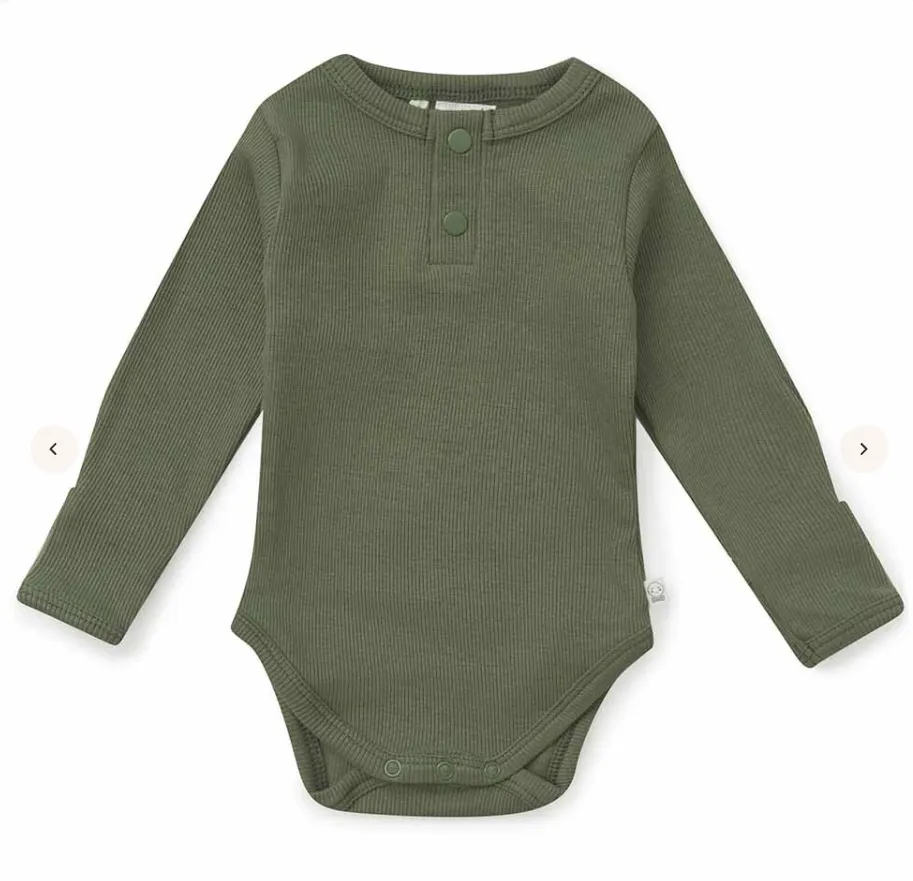 Snuggle Hunny Long Sleeve Organic Bodysuit - Olive