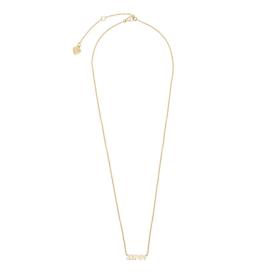 Solid Yellow Gold Nameplate Necklace With Standard Chain