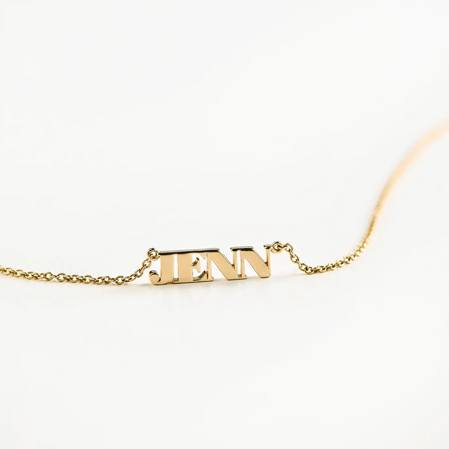 Solid Yellow Gold Nameplate Necklace With Standard Chain
