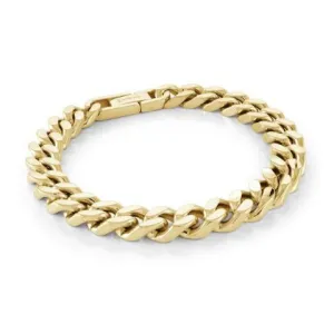 Stainless Steel Yellow Gold Plated Curb Chain Men's Bracelet