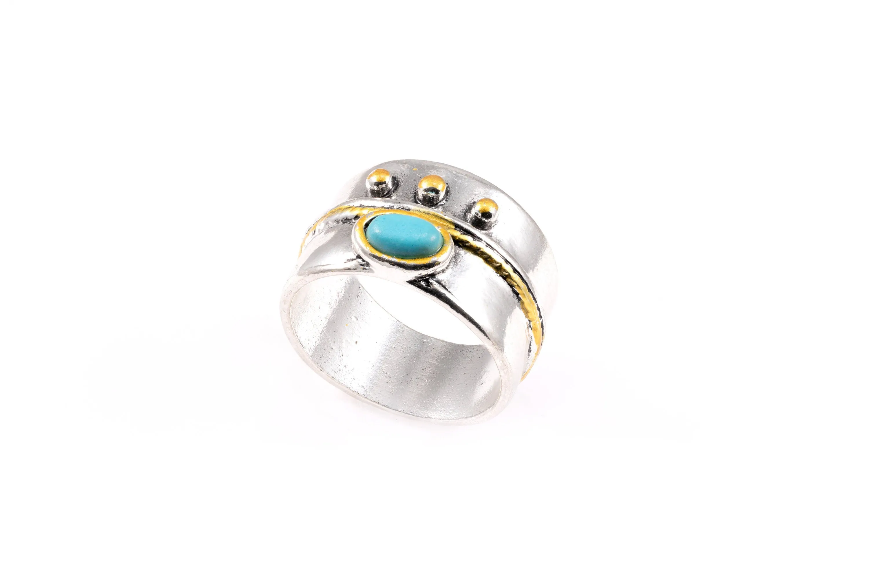 Statement Silver Ring with Blue Stone