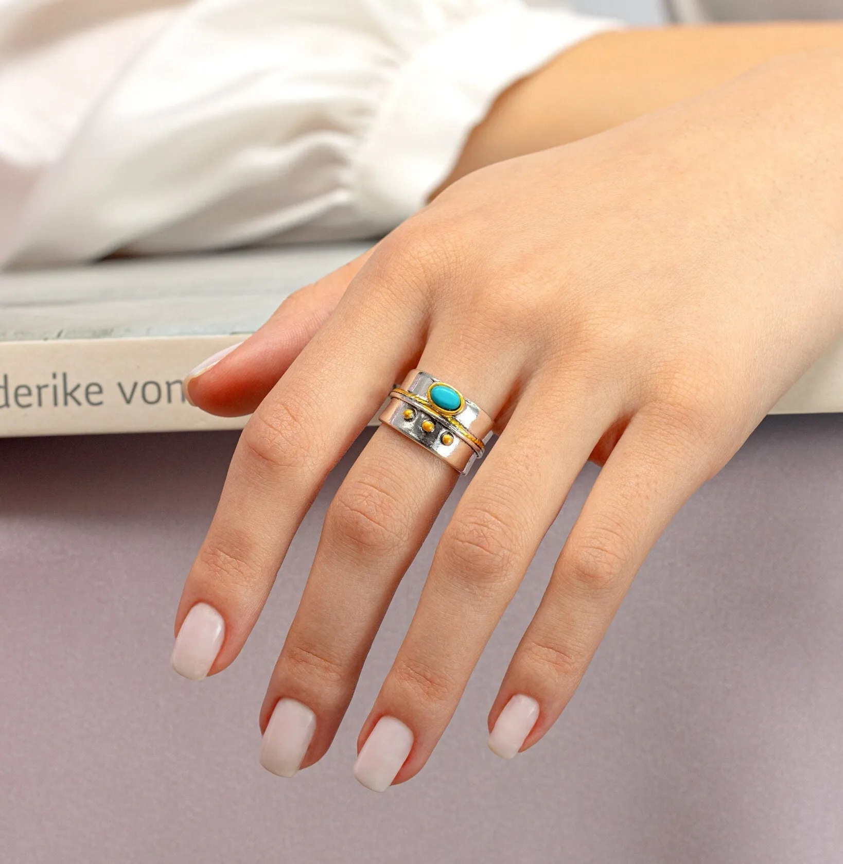 Statement Silver Ring with Blue Stone
